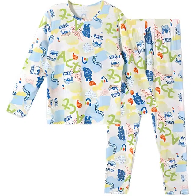 久岁伴 居家系列 透气柔软舒适内衣套装 绿色青少年