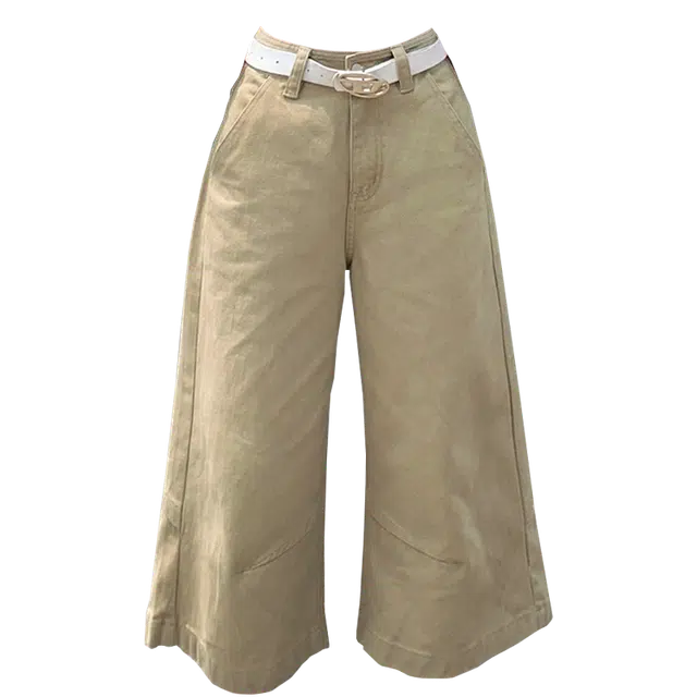 拾籍 复古解构设计宽松阔腿直筒休闲七分牛仔短裤 女款