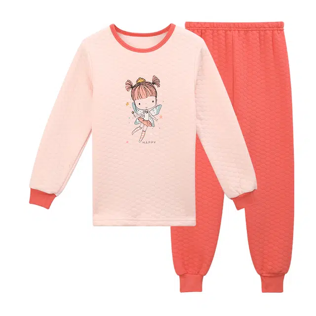 红豆 舒适亲肤透气百搭柔软保暖套装 樱花粉青少年