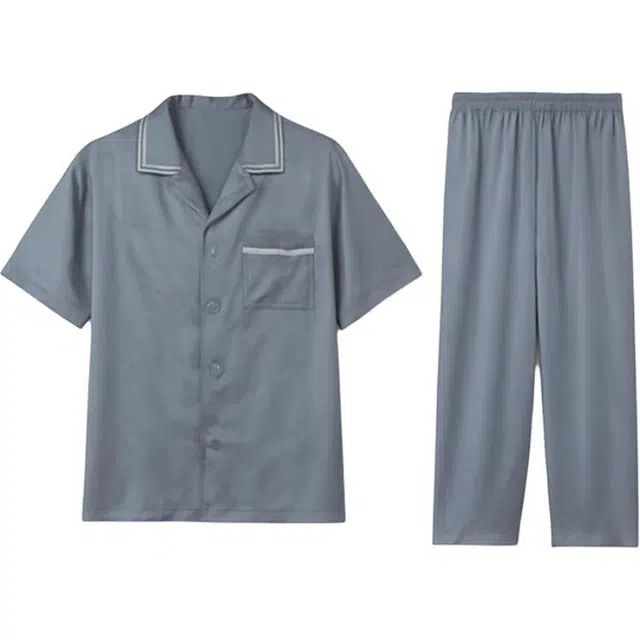 潞优野 短袖长裤休闲简约舒适家居服睡衣套装 男款