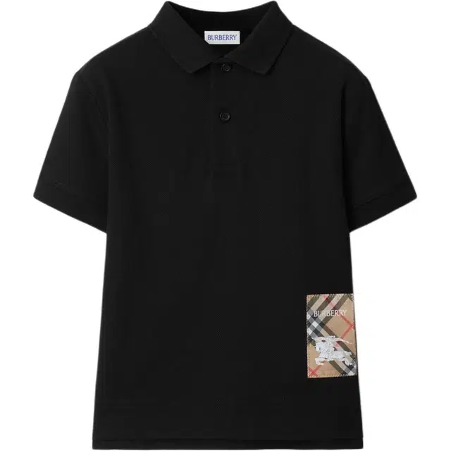 Burberry Check Label T-Shirt Black Kids