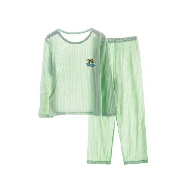 大童 顶瓜瓜 柔软舒适亲肤长袖睡衣套装 浅绿
