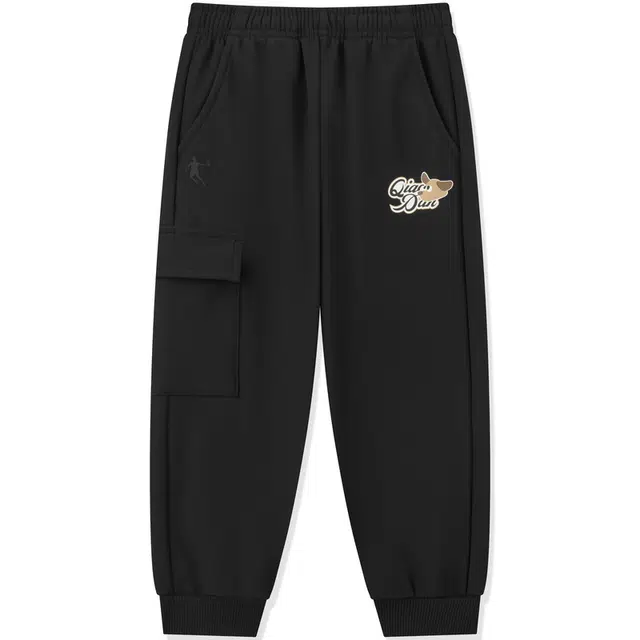 中小童 乔丹 柔软舒适百搭亲肤针织运动裤 黑色