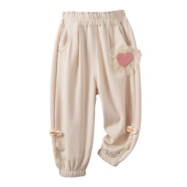 十月妈咪 立体装饰松紧束脚休闲裤 儿童款