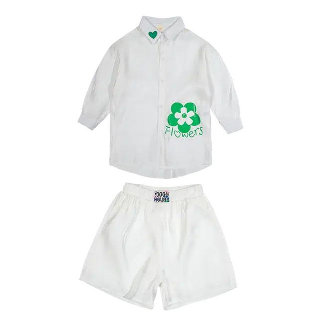 木木兔休闲运动套装 时尚潮流长袖宽松短裤 图片色 儿童款