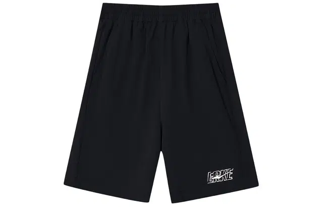 鸿星尔克儿童 纯色中腰透气直筒五分儿童短裤 儿童款 正黑