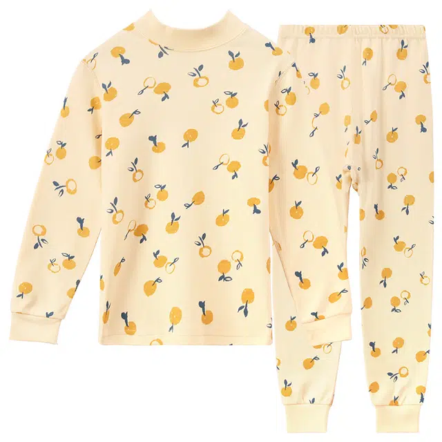 红豆 圆领舒适亲肤卡通长袖上衣柔软时尚长裤内衣套装 奶酪黄青少年