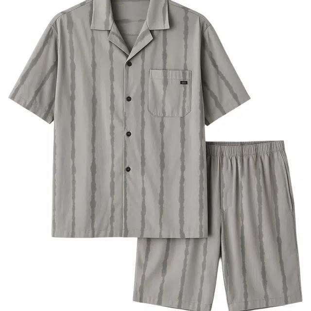 潞优野 纯棉短袖薄款休闲大码可外穿家居服睡衣套装 男款