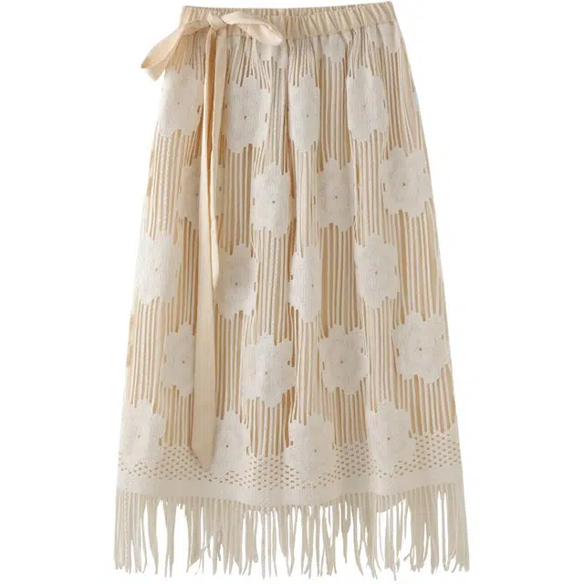 花栗鼠小姐 简约百搭时尚休闲长裙 女款 米白色