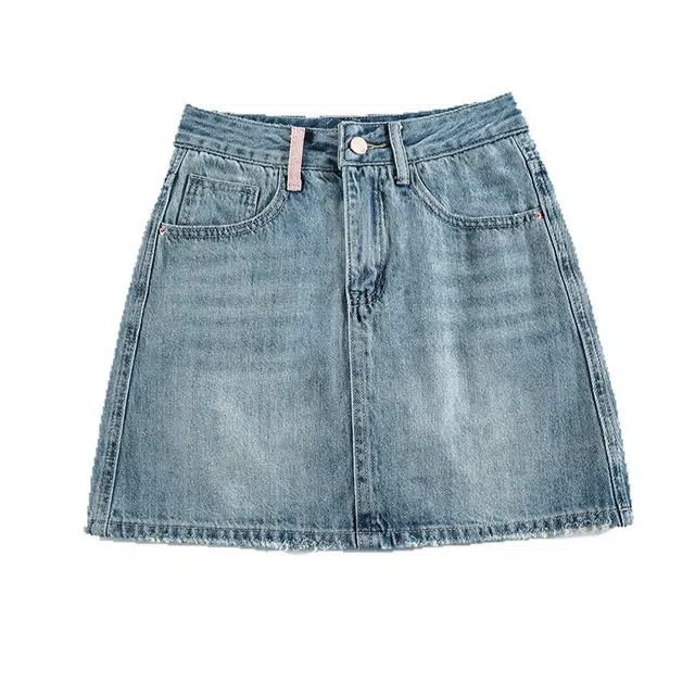法文箱子 复古夏季高腰小个子显瘦辣妹防走光半身裙牛仔短裙 女款