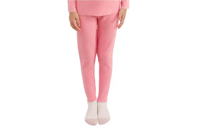 儿童款 红豆 纯色双面磨毛中腰高弹打底保暖裤