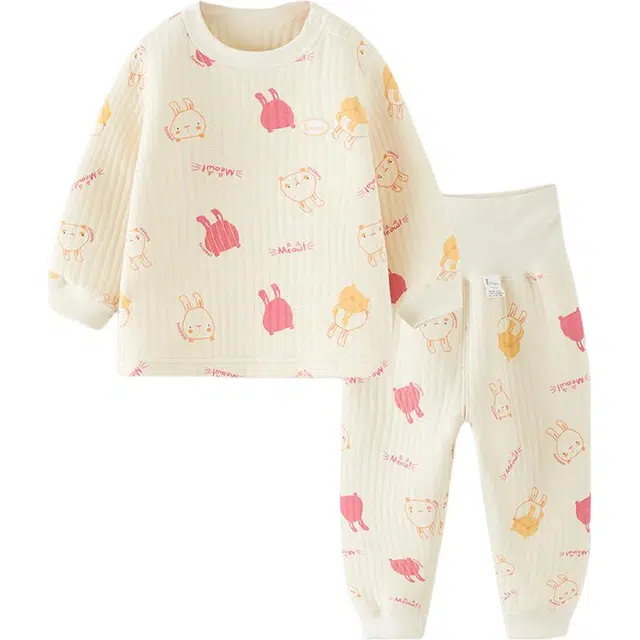 宝宝套装秋冬季婴儿衣服内衣儿童保暖上衣高腰裤子