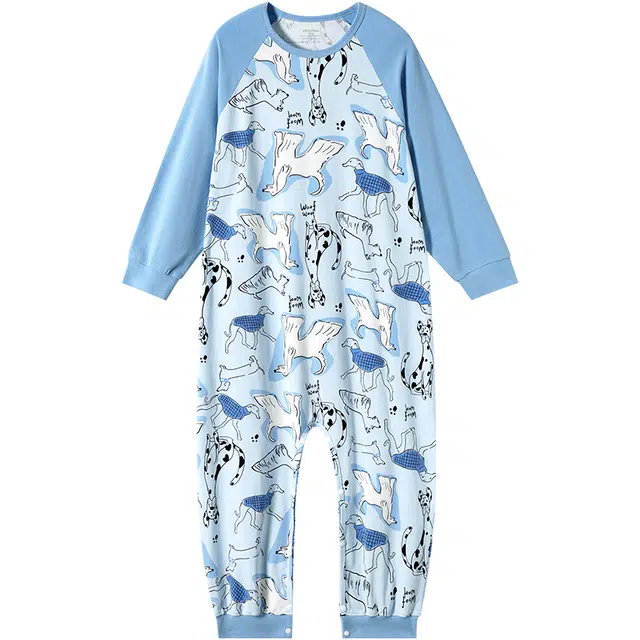 久岁伴 居家系列 宽松柔软舒适家居服 蓝色中小童