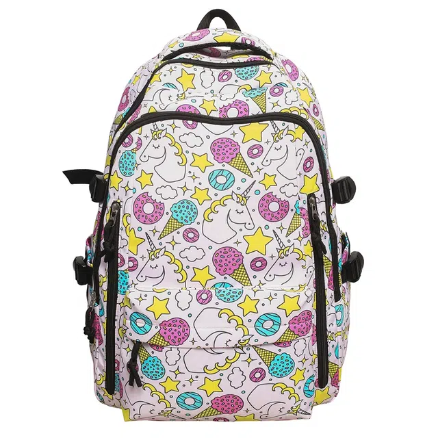 帕克熊 涂鸦印花百搭大容量学生酷炫色彩丰富 尼龙 双肩包 男女同款情侣款 多色