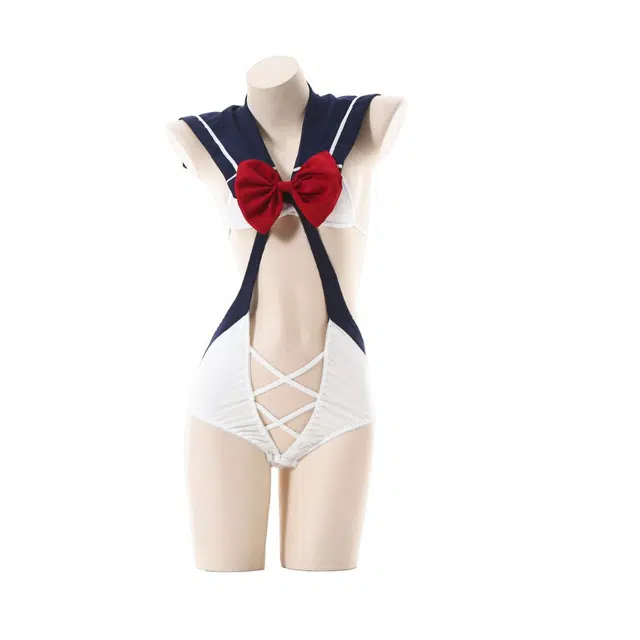 星百润  开档一体式连体衣情趣内衣 蝴蝶结性感制服