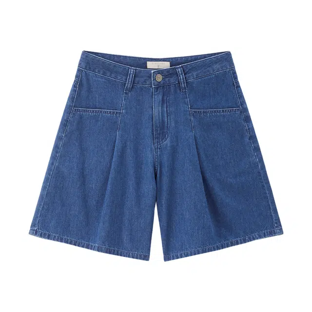 佐丹奴 纯棉压褶口袋中腰牛仔短裤 女款
