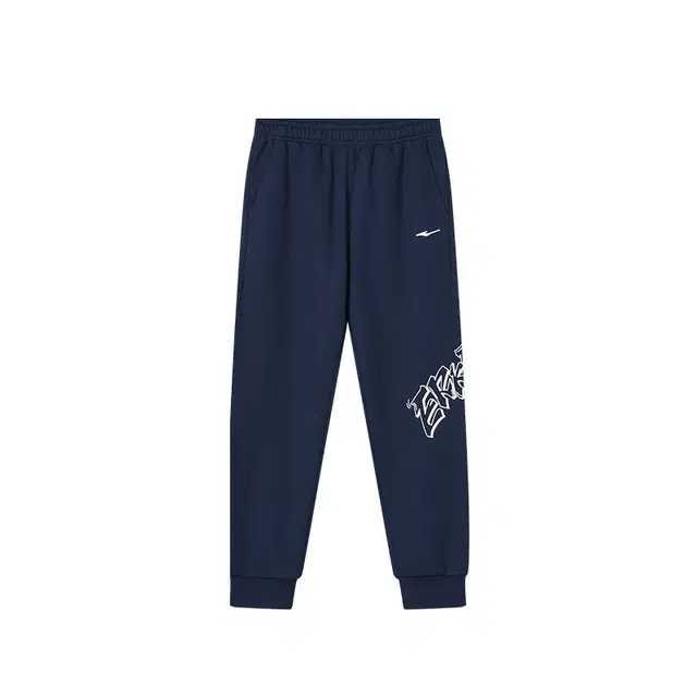鸿星尔克儿童 简约字母印花舒适针织运动裤 蓝黑色青少年