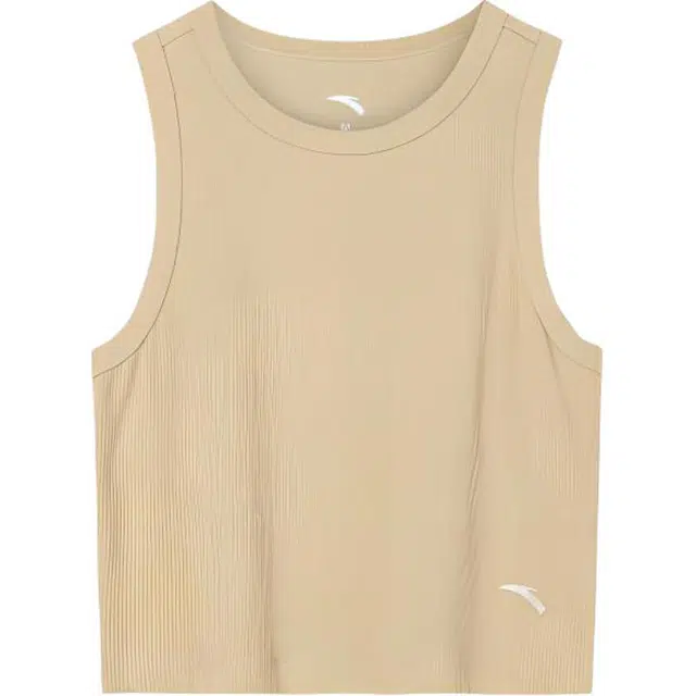 超级安踏 纯色圆领舒适吸湿排汗百搭休闲运动背心 女款 素卡其