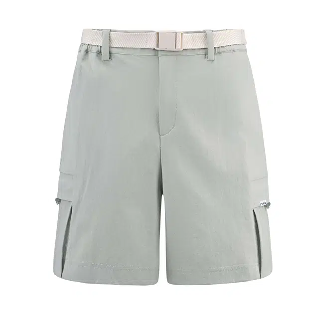 探路者 美式复古高街舒适时尚简约拼接纯色宽松百搭潮流透气速干户外运动休闲短裤 女款 米色