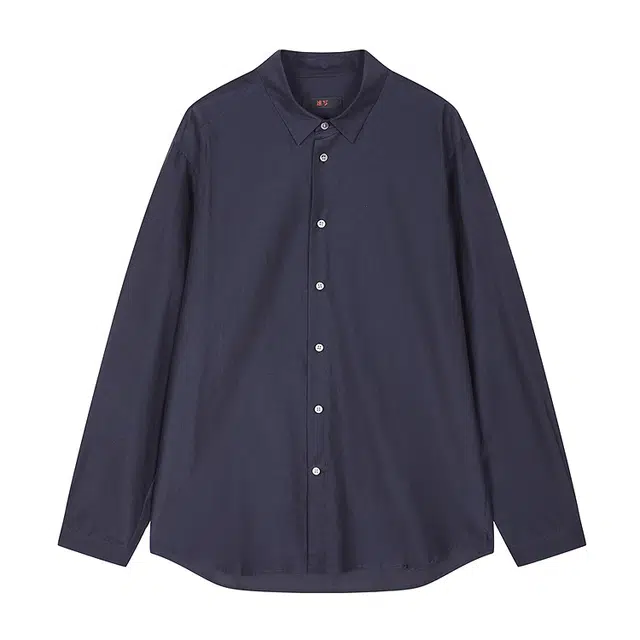 速写 黑支线 纯色简约通勤合身休闲长袖衬衫 男款