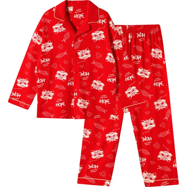 久岁伴家居服 红运系列 卡通舒适亲肤透气 红色青少年