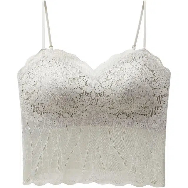 草本初色 法式蕾丝性感背心美背抹胸式打底内衣无钢圈内搭带胸垫吊带 女款