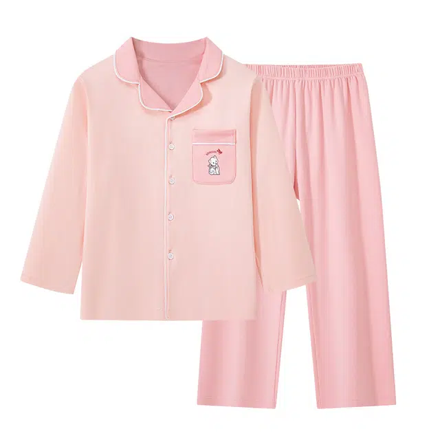 顶瓜瓜家居服 翻领舒适柔软 浅粉撞深粉青少年