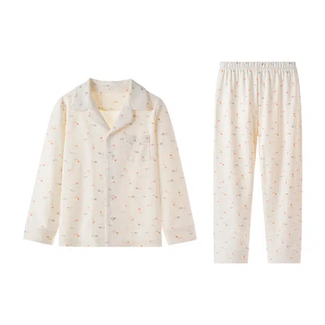 英氏 时尚洋气柔软亲肤翻领长袖家居服 繁花青少年