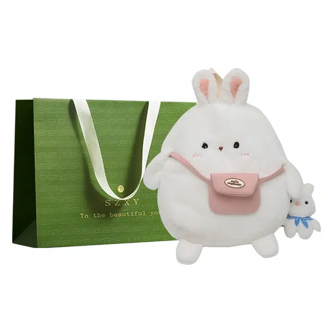 三只小鸭 新款可爱兔子休闲旅行出街 毛绒 斜挎包双肩包 女款 白色/粉色/蓝色