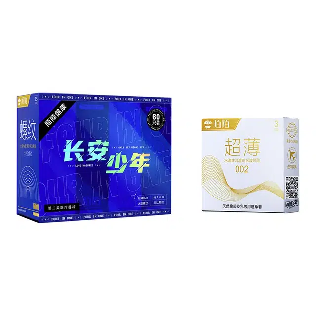 陌陌 长安少年情趣四合一避孕套 螺纹颗粒水润倍滑玻尿酸加厚超薄 刺激体验延时