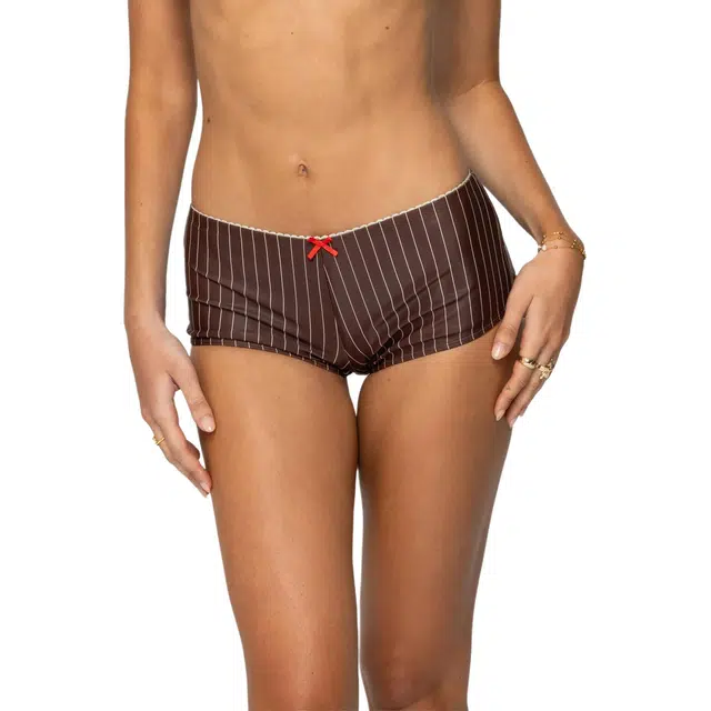 edikted Pinstripe Boyshort Bikini Bottom 1