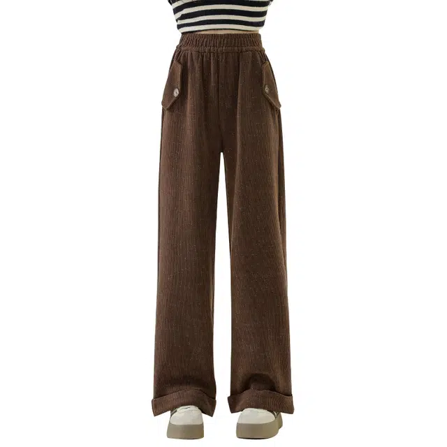 憨憨象 简约休闲纯色长裤 咖色 青少年