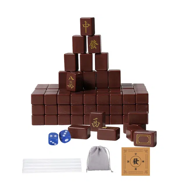 一点潮玩 巧克力色迷你小麻将 创意经典 娱乐休闲 便携易收纳 桌游