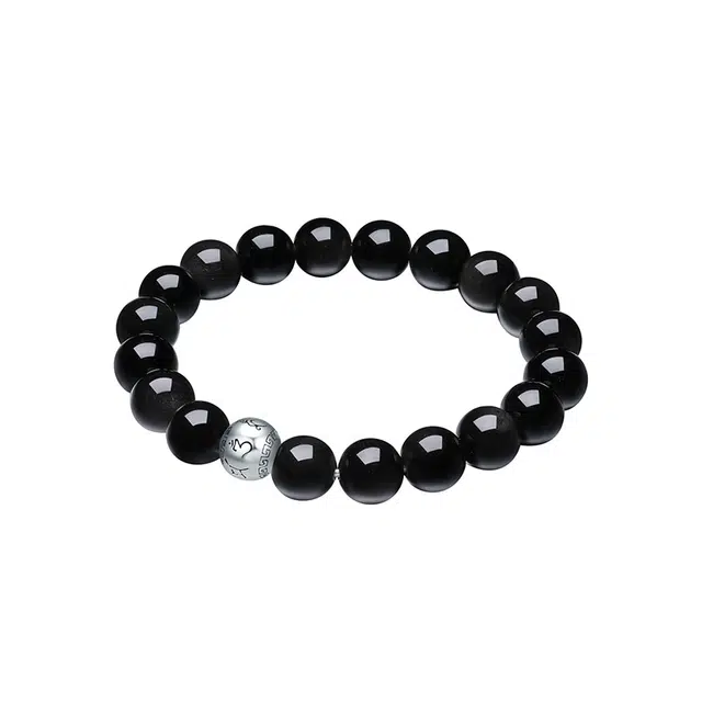 六桂福珠宝 玄珠梵星  新中式国潮新中式复古 时尚百搭霸气天然 黑曜石 手串 男女同款情侣款