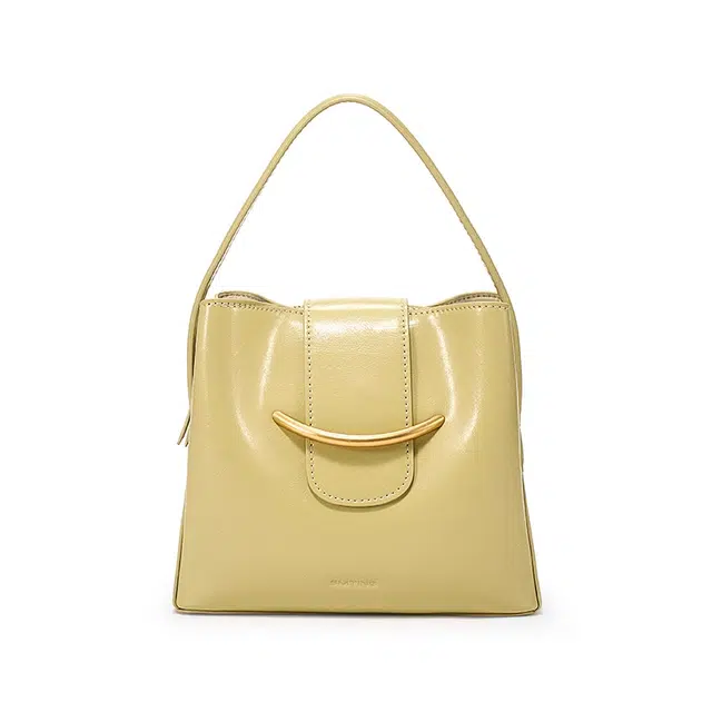 西木汀 妮娜 小众设计高级感上班族洋气菜篮子包通勤水桶包 牛皮 手提包 女款 日光黄/开心果白/深邃黑