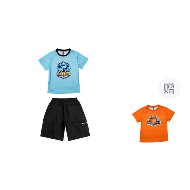 伊佳林 柔软舒适时尚洋气卡通字母印花短袖休闲运动套装中小童