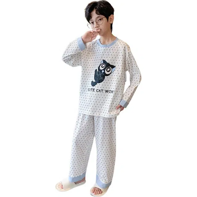 棉基因家居服 舒适亲肤透气 白色儿童款