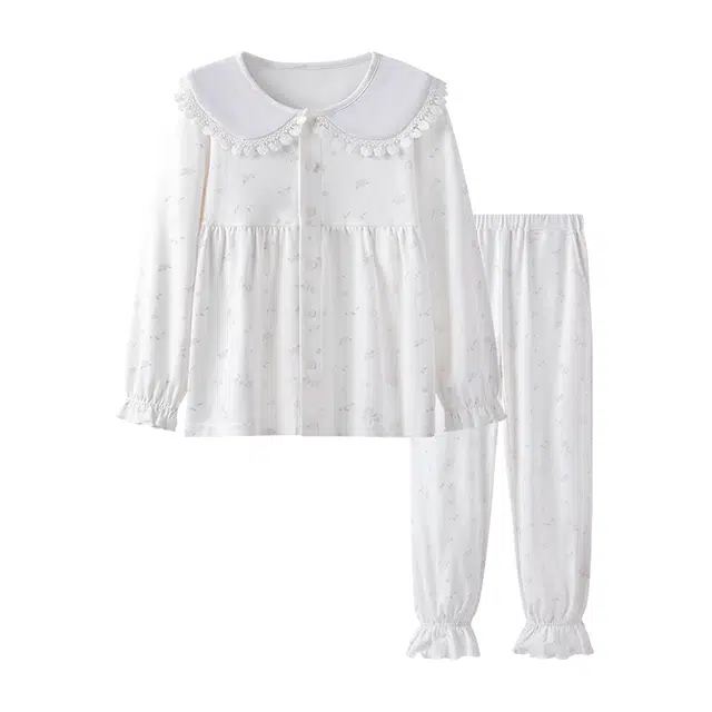 英氏 舒适柔软纯色亲肤家居服 花领紫花青少年