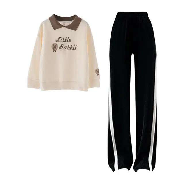 憨憨象 字母舒适亲肤卫衣百搭柔软长裤休闲运动套装 青少年