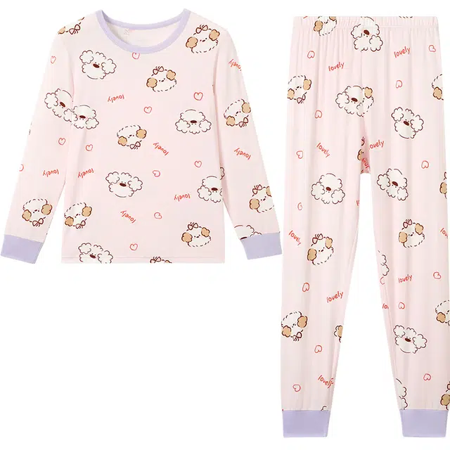 久岁伴家居服 居家系列 舒适满印柔软 樱花粉儿童款