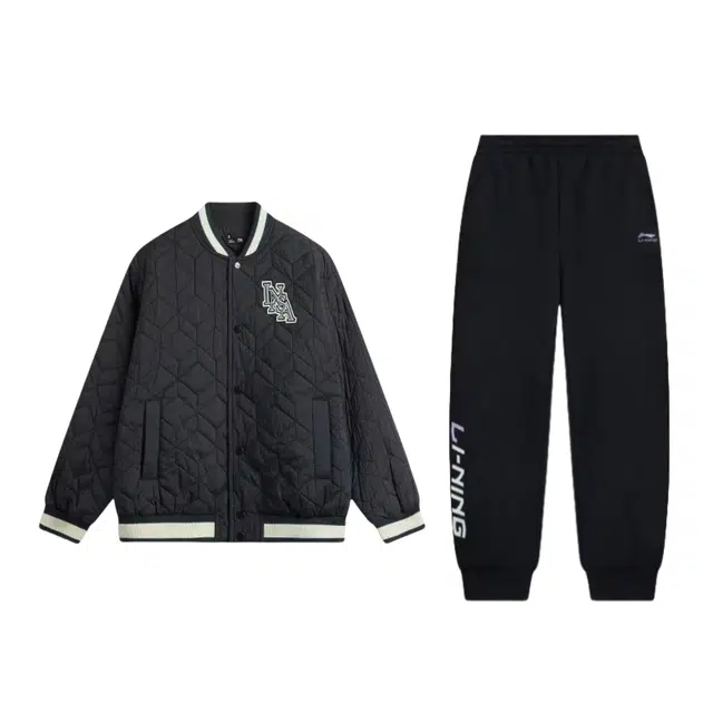 李宁儿童 运动生活系列 舒适亲肤百搭上衣亲肤裤子休闲运动套装 黑色 青少年