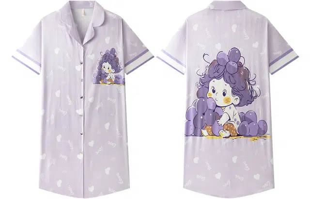 宫蝶 卡通可外穿家居服休闲甜美风开衫睡裙 女款