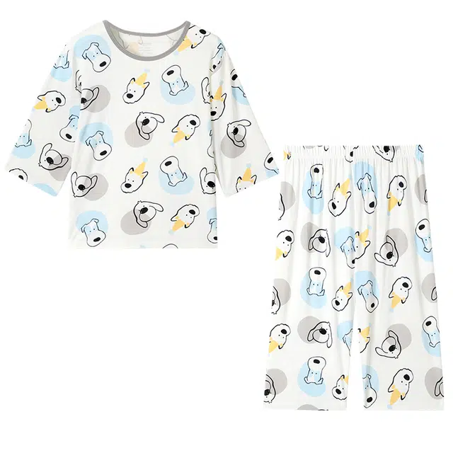 久岁伴家居服 印花胖宝可穿大弹力 白色中小童