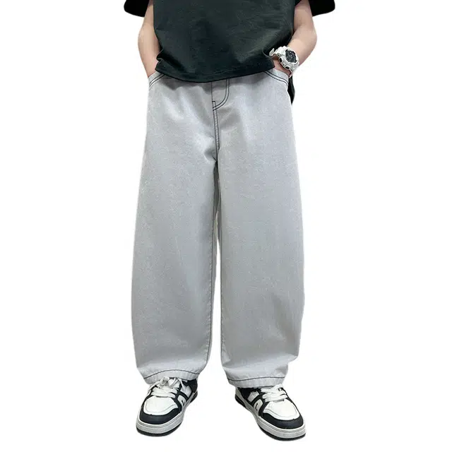 雅鹿长裤 休闲洋气亲肤 白灰色 儿童款