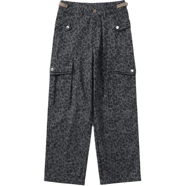 奇迹街区 美式复古豹纹运动宽松阔腿垂感百搭休闲裤 男女同款