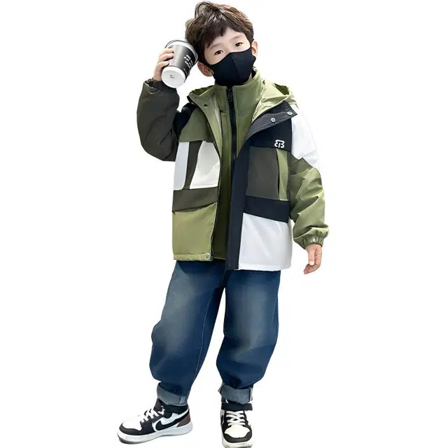 俞兆林上装 舒适亲肤简约大方拼色 绿色 中小童