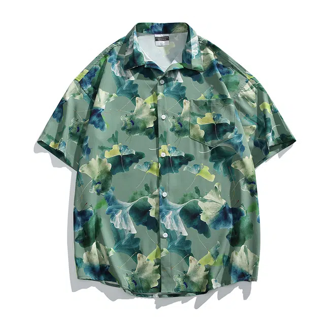 【dme】 时尚休闲冰感透气翻领短袖衬衫 男女同款 圣托里尼绿