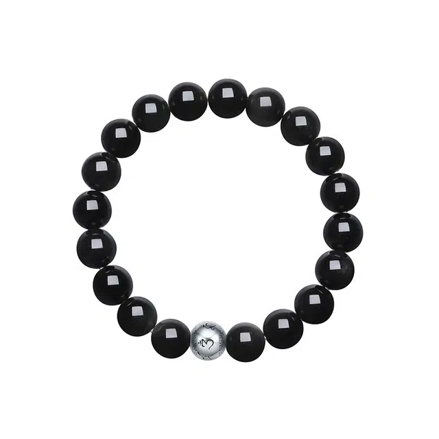 六桂福珠宝 玄珠梵星  新中式国潮新中式复古 时尚百搭霸气天然 黑曜石 手串 男女同款情侣款