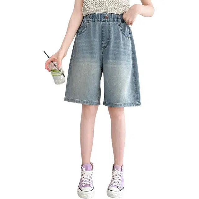 雅鹿 短裤时尚百搭个性简约透气 儿童款 浅蓝色