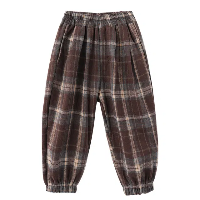 玛米玛卡 时尚百搭松紧长裤 棕色 中小童